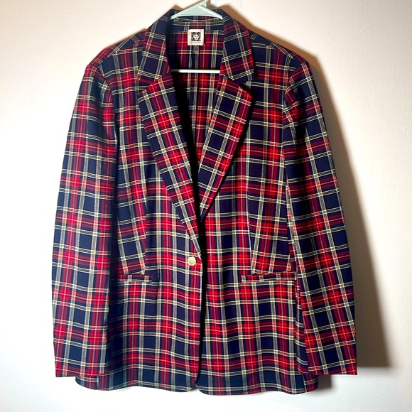 Anne Klein size XL woman plaid multicolor blazer - Picture 2 of 14